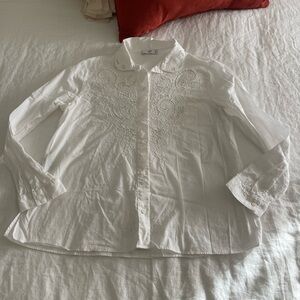 MNG suit White eyelet Blouse